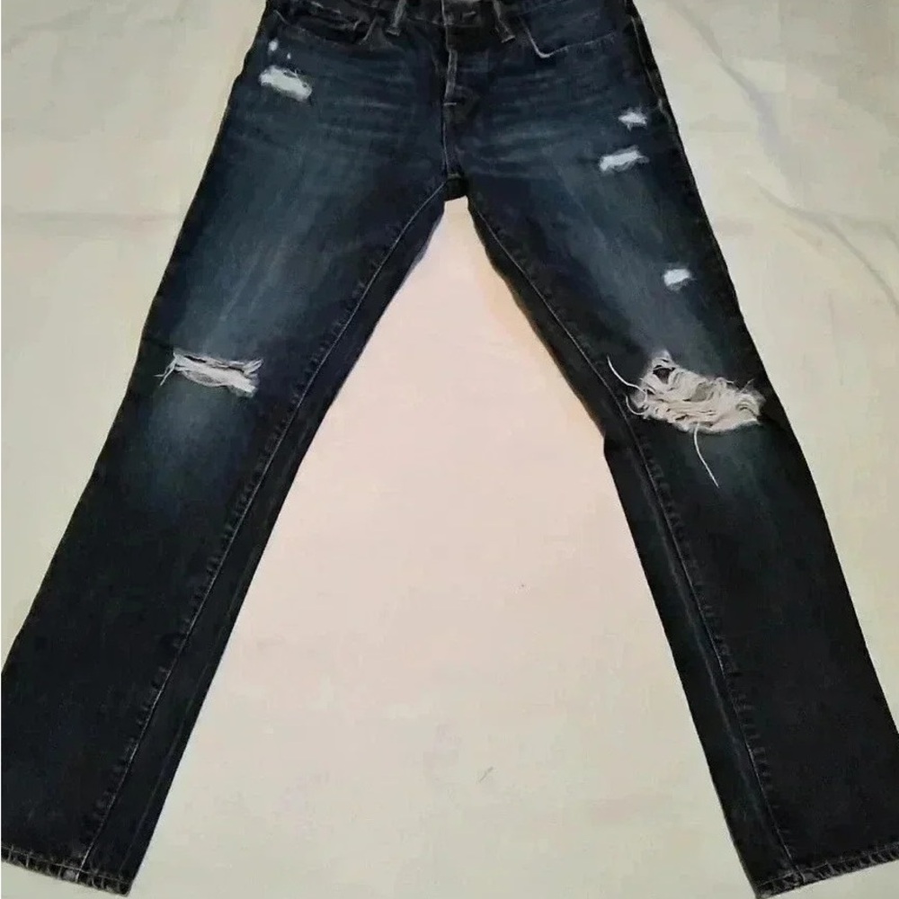 Men's Distressed Dark Blue Slim Jeans